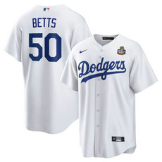 Nike Los Angeles Dodgers #50 Mookie Betts White 2024 World Series Baseball Jersey