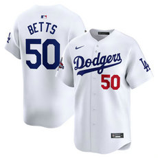 Nike Los Angeles Dodgers #50 Mookie Betts White 2024 World Series Champions Home Limited Stitched Baseball Jersey