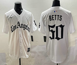 Nike Los Angeles Dodgers #50 Mookie Betts White 5(V) Joint MLB Jersey