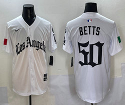 Nike Los Angeles Dodgers #50 Mookie Betts White 5(V) Joint With Patch MLB Jersey