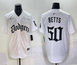 Nike Los Angeles Dodgers #50 Mookie Betts white 7(VII) Joint MLB Jersey