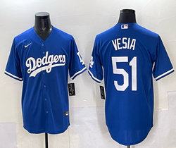 Nike Los Angeles Dodgers #51 Alex Vesia Blue Authentic stitched MLB jersey