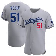 Nike Los Angeles Dodgers #51 Alex Vesia Gray MLB jersey