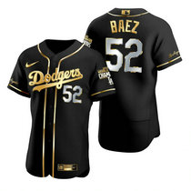 Nike Los Angeles Dodgers #52 Pedro Baez Black Golden 2020 World Series Champions Jerseys