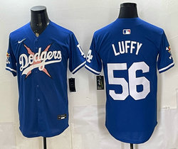 Nike Los Angeles Dodgers #56 Luffy Blue Lightning Baseball Jersey