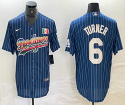 Nike Los Angeles Dodgers #6 Trea Turner Blue Throwbalck Mexico Baseball Jersey