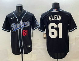 Nike Los Angeles Dodgers #61 Will Klein Black 61 front Stitched Baseball Jersey