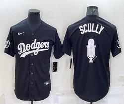 Nike Los Angeles Dodgers #67 Vin Scully Black Throwback Authentic Stitched MLB Jersey
