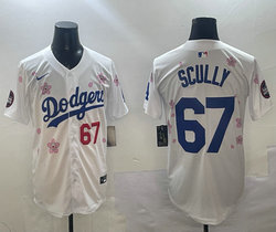 Nike Los Angeles Dodgers #67 Vin Scully White 2025 Tokyo Series Stitched MLB Jersey