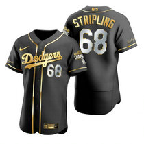 Nike Los Angeles Dodgers #68 Ross Stripling Black Golden 2020 World Series Champions Jersey