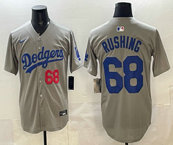 Nike Los Angeles Dodgers #68 Ross Stripling Grey 68 front Baseball Jersey