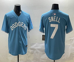 Nike Los Angeles Dodgers #7 Blake Snell Light Blue white name Joint Stitched MLB Jersey