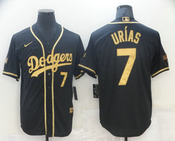Nike Los Angeles Dodgers #7 Julio Urias Black Gold Authentic Stitched MLB Jersey