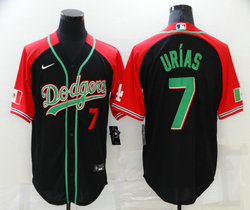 Nike Los Angeles Dodgers #7 Julio Urias Black Mexico Red sleeve Game Authentic Stitched MLB Jersey
