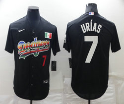 Nike Los Angeles Dodgers #7 Julio Urias Black With Red Fashion Authentic Stitched MLB Jersey