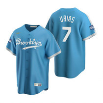 Nike Los Angeles Dodgers #7 Julio Urias Light Blue 2020 World Series Champions Cooperstown Collection Jersey