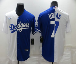 Nike Los Angeles Dodgers #7 Julio Urias White and blue Game Authentic Stitched MLB Jersey