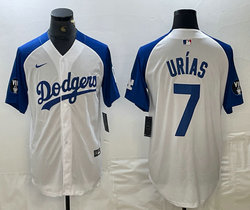Nike Los Angeles Dodgers #7 Julio Urias White fashion Game Authentic Stitched MLB Jersey