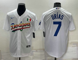 Nike Los Angeles Dodgers #7 Julio Urias White rainbow Authentic Stitched MLB jersey