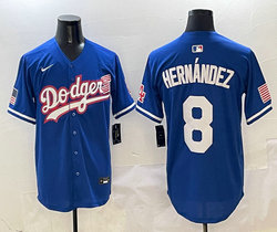 Nike Los Angeles Dodgers #8 Enrique Hernández Blue 2(II) flag Joint MLB Jersey