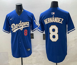 Nike Los Angeles Dodgers #8 Enrique Hernández Blue Golden Character Stitched MLB Jersey