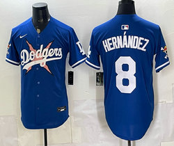 Nike Los Angeles Dodgers #8 Enrique Hernández Blue Lightning Baseball Jersey