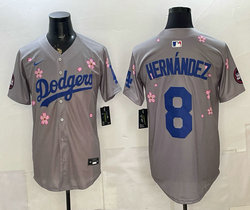 Nike Los Angeles Dodgers #8 Enrique Hernández Gray Tokyo Series MLB Jersey