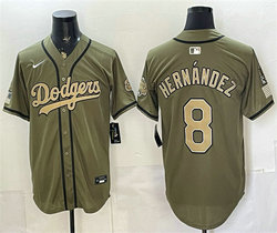Nike Los Angeles Dodgers #8 Enrique Hernández Olive 2026 Armed Forces Day Jersey