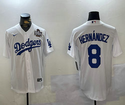 Nike Los Angeles Dodgers #8 Enrique Hernández White 2024 World Series Baseball Jersey