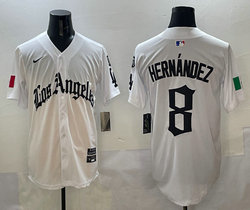 Nike Los Angeles Dodgers #8 Enrique Hernández White 5(V) Joint MLB Jerseys