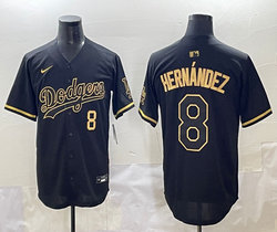 Nike Los Angeles Dodgers #8 Enrique Hernandez Black Gold 5(V) Joint MLB Jersey