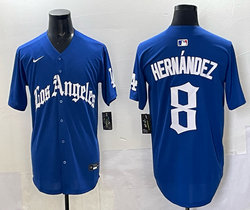 Nike Los Angeles Dodgers #8 Enrique Hernandez Blue Authentic stitched MLB jersey