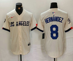 Nike Los Angeles Dodgers #8 Enrique Hernandez Cream 2024 City Game Authentic Stitched MLB Jersey