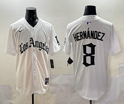 Nike Los Angeles Dodgers #8 Enrique Hernandez White 5(V) Joint MLB Jersey