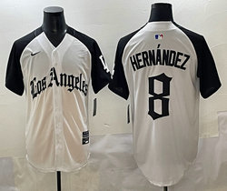 Nike Los Angeles Dodgers #8 Enrique Hernandez White Black 5(V) Joint MLB Jerseys