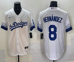 Nike Los Angeles Dodgers #8 Enrique Hernandez White City Authentic Stitched MLB Jersey