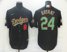 Nike Los Angeles Dodgers #8 Kobe bryant #24 Black Green Number Authentic Stitched MLB jersey