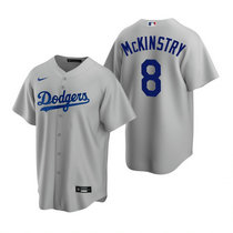 Nike Los Angeles Dodgers #8 Zach McKinstry Gray Dodgers Game Authentic Stitched MLB Jersey