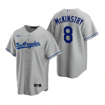 Nike Los Angeles Dodgers #8 Zach McKinstry Gray Los Angeles Game Authentic Stitched MLB Jersey