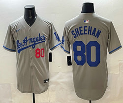 Nike Los Angeles Dodgers #80 Emmet Sheehan Gray 80 front Los Angeles Jersey