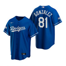 Nike Los Angeles Dodgers #81 Victor Gonzalez Blue Game 2020 World Series Champions Jerseys