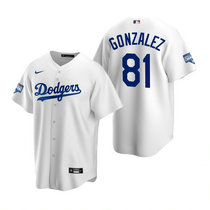 Nike Los Angeles Dodgers #81 Victor Gonzalez White 2020 World Series Game 2020 World Series Champions Jerseys