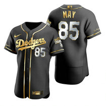 Nike Los Angeles Dodgers #85 Dustin May Black Golden 2020 World Series Champions Jersey