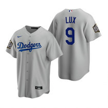 Nike Los Angeles Dodgers #9 Gavin Lux Gray 2020 World Series Game Authentic Stitched MLB Jersey