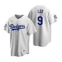 Nike Los Angeles Dodgers #9 Gavin Lux White 2020 World Series Champions Cooperstown Collection Jersey