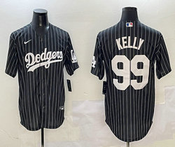 Nike Los Angeles Dodgers #99 Joe Kelly Black White stripe Joint Stitched MLB Jersey