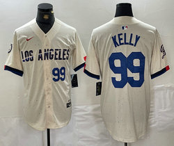 Nike Los Angeles Dodgers #99 Joe Kelly Cream 2024 City 99 Front Game Authentic Stitched MLB Jersey