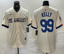 Nike Los Angeles Dodgers #99 Joe Kelly Cream Fashion Game Authentic Stitched MLB Jersey