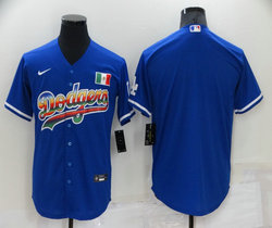 Nike Los Angeles Dodgers Blank Blue Rainbow Game Authentic Stitched MLB Jersey
