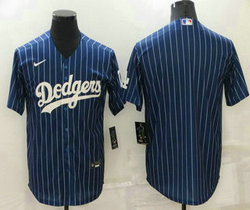 Nike Los Angeles Dodgers Blank Blue White stripe Throwback Authentic Stitched MLB Jersey